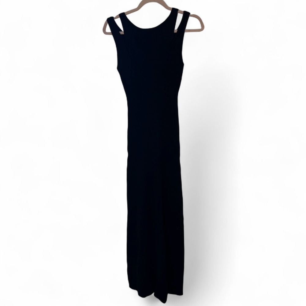 Favorite Daughter Black Gemini Dress Small Black Sleeveless Midi Ribbed Dress - Picture 4 of 9